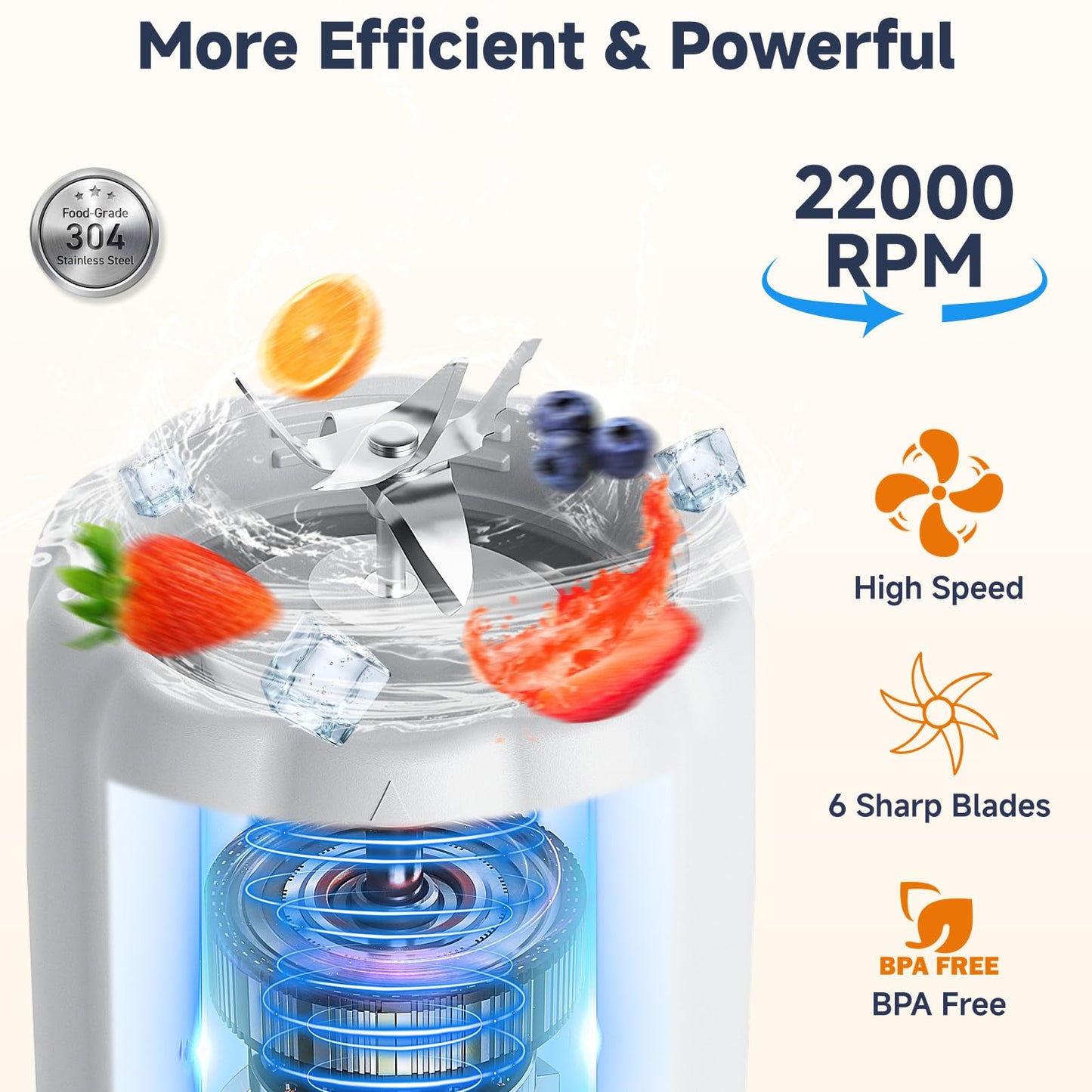 COKUNST Tragbarer Smoothie Maker 500ml, 22000 U/min