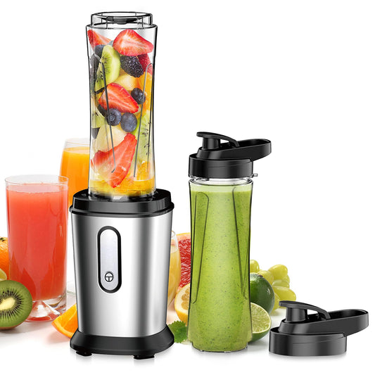 Mini Standmixer 500W Smoothie Maker 2x600ml, Silber