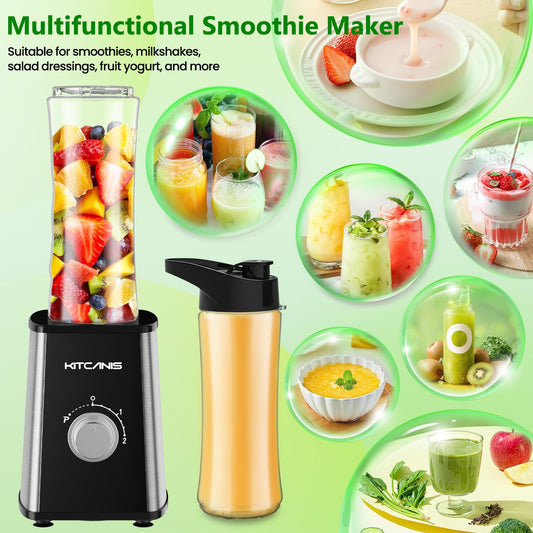 3-in-1 Smoothie Maker 800W Mini Standmixer, 2x600ml