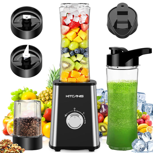 3-in-1 Smoothie Maker 800W Mini Standmixer, 2x600ml